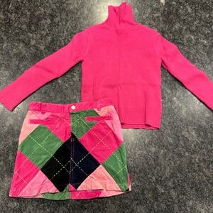 Lilly Pulitzer Girls Skirt and Pink Top with Scalloped Edges - Girls size 5